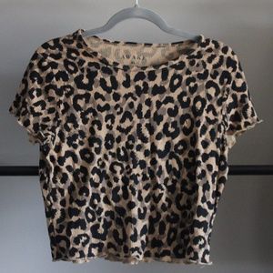 awake brand leopard crop t-shirt size XL